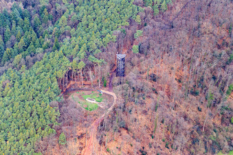 Aerial view of Bismarck Tower in Bad Bergzabern in the state Rhineland-Palatinate, Germany