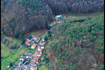 Oberdorfstraße with Heldenmühle dog school in Oberotterbach in the state Rhineland-Palatinate, Germany