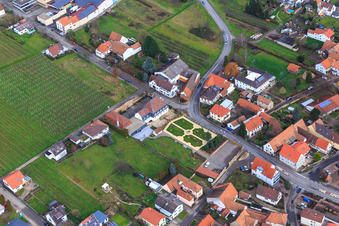 Oblique view of Park of the Hotel Schlössl Oberotterbach in Oberotterbach in the state Rhineland-Palatinate, Germany