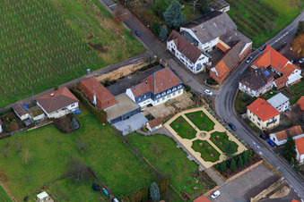 Park of the Hotel Schlössl Oberotterbach in Oberotterbach in the state Rhineland-Palatinate, Germany out of the air