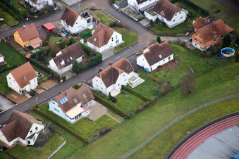 District Altenstadt in Wissembourg in the state Bas-Rhin, France seen from above