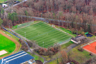 Aerial photograpy of Sports hall and stadium of TuS 1908 Schaidt, shooting club Schaidt | Zur Gogglerstubb and tennis courts of TC Bienwald Schaidt in the district Schaidt in Wörth am Rhein in the state Rhineland-Palatinate, Germany