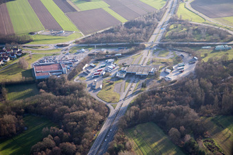 Lauterbourg in the state Bas-Rhin, France seen from above