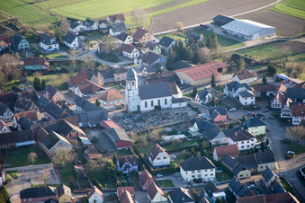Bird's eye view of Niederlauterbach in the state Bas-Rhin, France