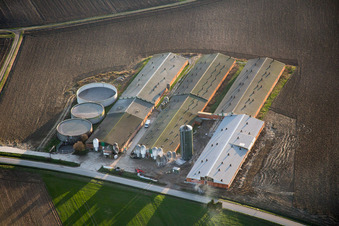 Aerial photograpy of Oberlauterbach in the state Bas-Rhin, France