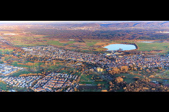 City panorama from the west in Durmersheim in the state Baden-Wuerttemberg, Germany