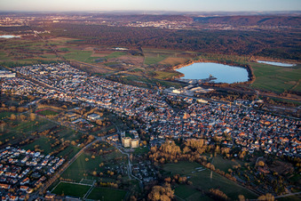Aerial view of From the west in Durmersheim in the state Baden-Wuerttemberg, Germany