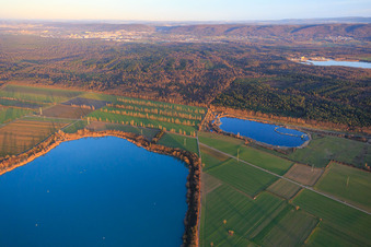 Gravel pit at Hardtwald in Durmersheim in the state Baden-Wuerttemberg, Germany