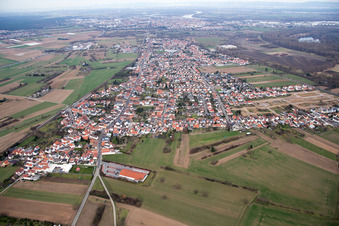 Aerial view of District Heiligenstein in Römerberg in the state Rhineland-Palatinate, Germany