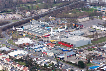 Outdoor exhibition of airplanes and ships in the Technical Museum Speyer in Speyer in the state Rhineland-Palatinate, Germany