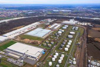 Industrial area at the airport with Syncreon Deutschland GmbH - Branch Speyer and Samsung SDS | Speyer in Speyer in the state Rhineland-Palatinate, Germany
