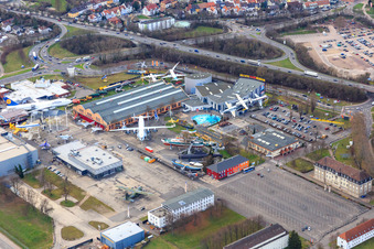 Oblique view of Technology Museum Speyer in Speyer in the state Rhineland-Palatinate, Germany