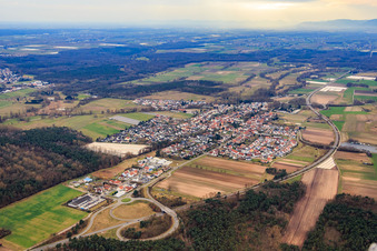 View of the town from the northeast in Hanhofen in the state Rhineland-Palatinate, Germany