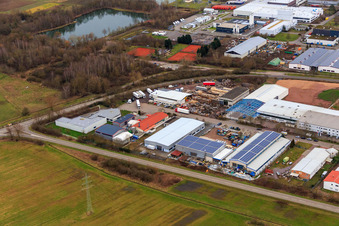 Industrial area In den Birkenwiesen with BULLINGER Metallbau GmbH in Offenbach an der Queich in the state Rhineland-Palatinate, Germany