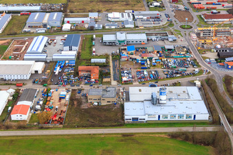 Industrial area In den Birkenwiesen with Medardt MBM GmbH in Offenbach an der Queich in the state Rhineland-Palatinate, Germany