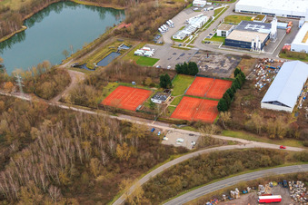 TCO tennis court at the fishing pond in Offenbach an der Queich in the state Rhineland-Palatinate, Germany