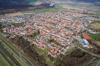 Village view in the district Russheim in Dettenheim in the state Baden-Wurttemberg, Germany