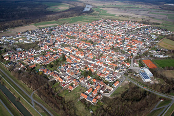 District Rußheim in Dettenheim in the state Baden-Wuerttemberg, Germany from above