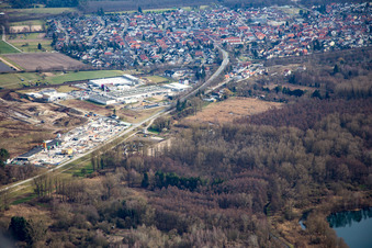 Oblique view of Garden gravel in the district Neudorf in Graben-Neudorf in the state Baden-Wuerttemberg, Germany