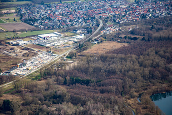 Garden gravel in the district Neudorf in Graben-Neudorf in the state Baden-Wuerttemberg, Germany from above