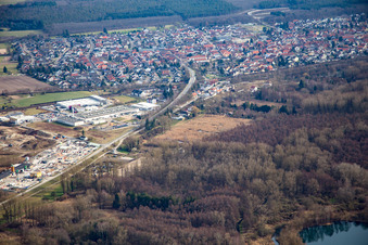 Garden gravel in the district Neudorf in Graben-Neudorf in the state Baden-Wuerttemberg, Germany out of the air