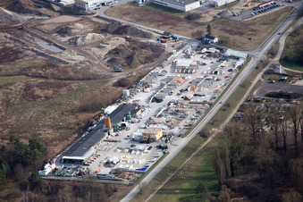 Garden gravel in the district Neudorf in Graben-Neudorf in the state Baden-Wuerttemberg, Germany seen from above