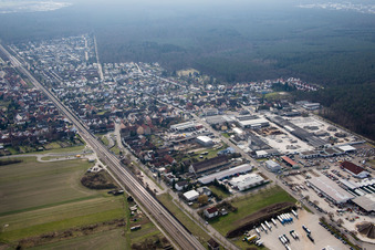 District Friedrichstal in Stutensee in the state Baden-Wuerttemberg, Germany from above
