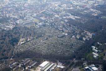 Aerial photograpy of District Oststadt in Karlsruhe in the state Baden-Wuerttemberg, Germany