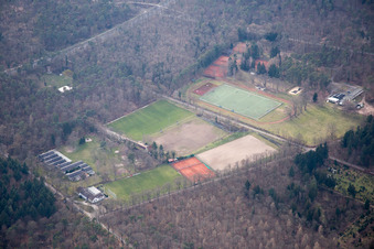 District Oststadt in Karlsruhe in the state Baden-Wuerttemberg, Germany from the plane