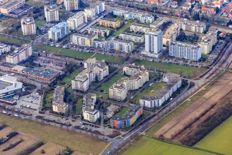 Grunwaldstraße and Rubenssti in the district Neureut in Karlsruhe in the state Baden-Wuerttemberg, Germany