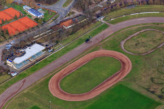 Speedway and grandstand of the Herxheim Motorsport Association in Herxheim bei Landau in the state Rhineland-Palatinate, Germany
