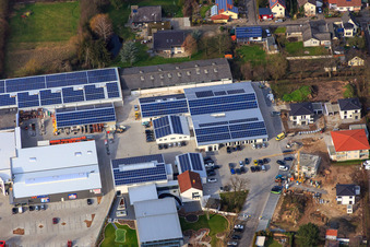 Aerial photograpy of EDEKA Albrecht and Hagebau Kompakt - Gillet Baustoffe GmbH in Herxheim bei Landau in the state Rhineland-Palatinate, Germany