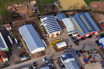 Aerial view of Transparent packaging Weber GmbH external warehouse, REGAB GmbH civil engineering in Herxheim bei Landau in the state Rhineland-Palatinate, Germany