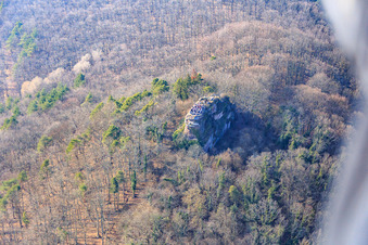 Aerial photograpy of Neukastel Castle Ruins in Leinsweiler in the state Rhineland-Palatinate, Germany