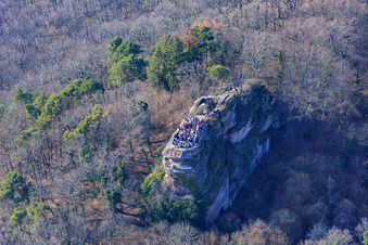 Oblique view of Neukastel Castle Ruins in Leinsweiler in the state Rhineland-Palatinate, Germany