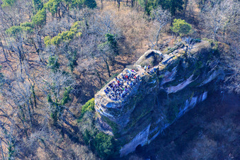 Neukastel Castle Ruins in Leinsweiler in the state Rhineland-Palatinate, Germany out of the air