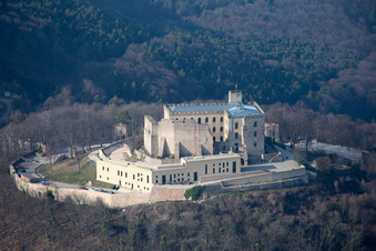 Aerial view of Hambach Castle in the district Diedesfeld in Neustadt an der Weinstraße in the state Rhineland-Palatinate, Germany
