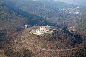 Oblique view of Hambach Castle in the district Diedesfeld in Neustadt an der Weinstraße in the state Rhineland-Palatinate, Germany
