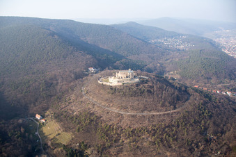 Hambach Castle in the district Diedesfeld in Neustadt an der Weinstraße in the state Rhineland-Palatinate, Germany from above