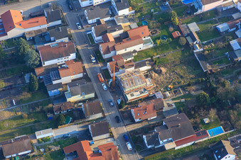 Aerial view of Construction site of new building in Lindenstr in Kandel in the state Rhineland-Palatinate, Germany