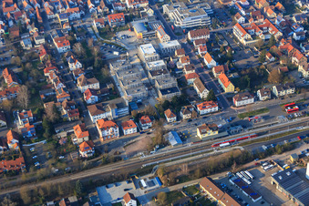 Construction site for new development in the city center in Kandel in the state Rhineland-Palatinate, Germany out of the air