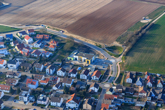 Aerial view of Construction site of the KITA The Explorers in Kandel in the state Rhineland-Palatinate, Germany
