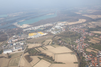 Aerial view of District Freistett in Rheinau in the state Baden-Wuerttemberg, Germany