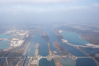 Aerial view of Gambsheim in the state Bas-Rhin, France