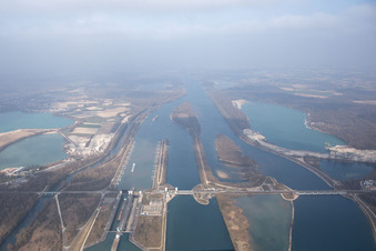 Aerial photograpy of Gambsheim in the state Bas-Rhin, France