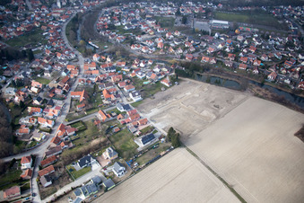 Aerial photograpy of Offendorf in the state Bas-Rhin, France