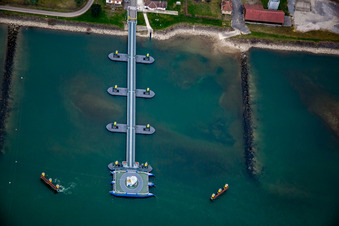 Rhine Ferry ship and dock between Seltz am Rhein in Alsace and Plittersdorf in Rastatt in the state Baden-Wurttemberg