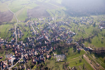 Aerial photograpy of Lampertsloch in the state Bas-Rhin, France