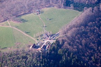 Gimbelhof in Wingen in the state Bas-Rhin, France from above