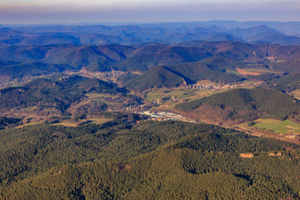 Reichenbach industrial area from the southwest in Dahn in the state Rhineland-Palatinate, Germany